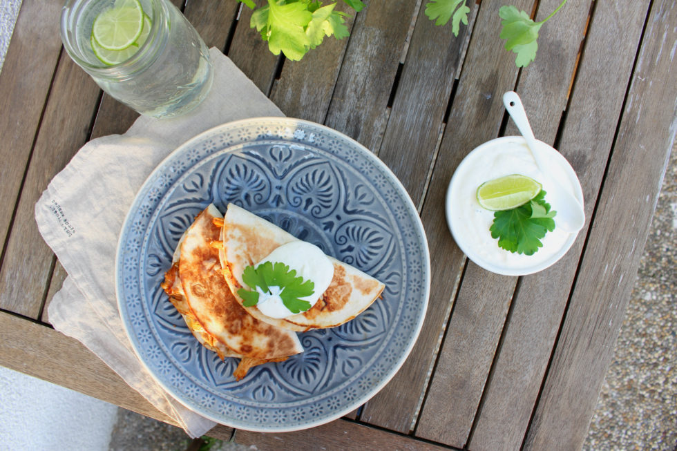 Pulled Barbecue Chicken Cheese Quesadilla