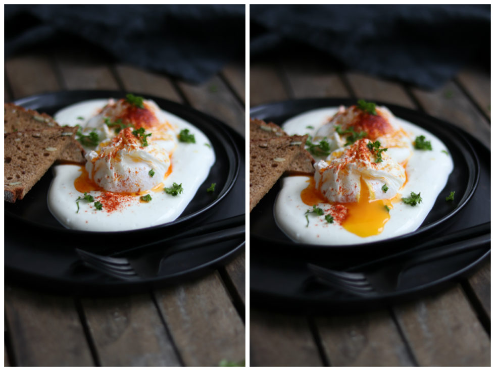 Pochierte Eier mit Joghurt &amp; Gewürzbutter - nonolicious